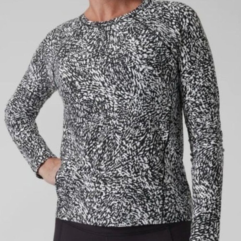 Athleta UPF Ultimate Train Long Sleeve S Black White Top Lightweight Train Activ